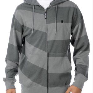 ISO Volcom Getta Grey Striped Basic Zip Up Hoodie